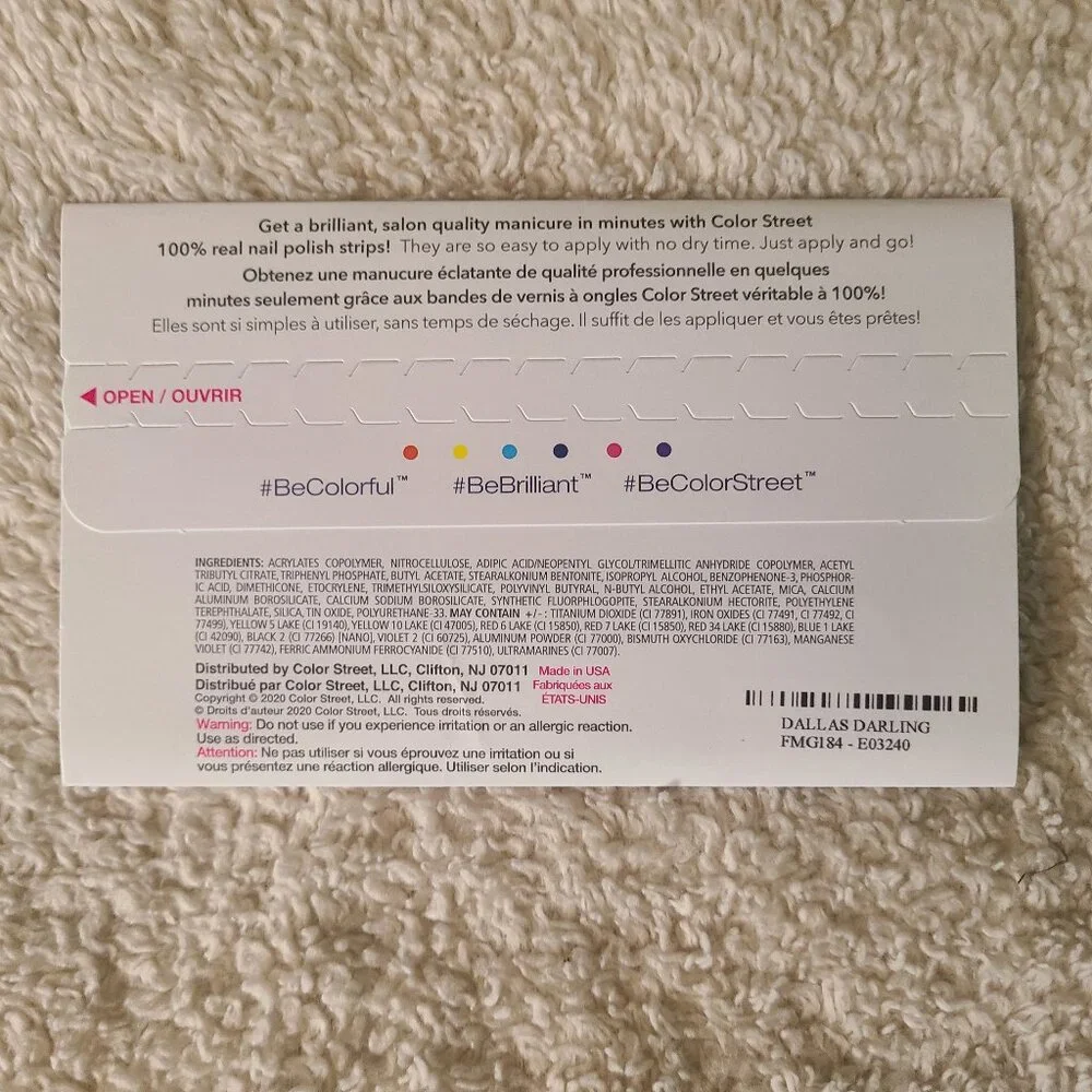 Color Street Dallas Darling 100% Real Nail Polish Strips